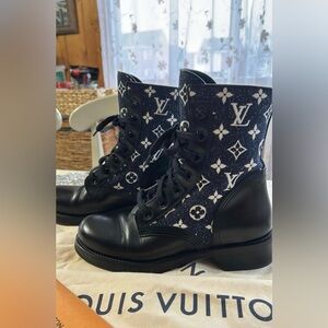 Louis Vuitton Blue  and Black Ranger Combat Boots